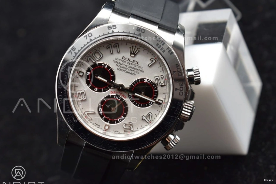 Strap 1:1 904L Dial Clean V2 Silver Edition on Case SA4130 Rubber Best Black Daytona SS 116519 0427